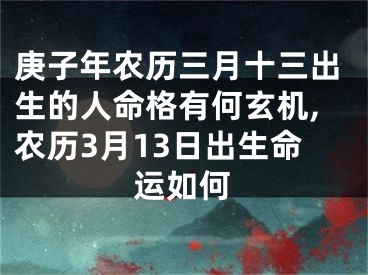 庚子年农历三月十三出生的人命格有何玄机,农历3月13日出生命运如何