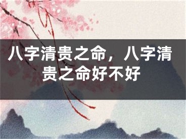 八字清贵之命，八字清贵之命好不好