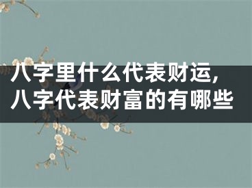 八字里什么代表财运,八字代表财富的有哪些