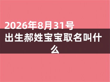 2026年8月31号出生郝姓宝宝取名叫什么