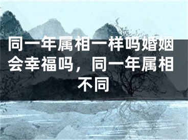 同一年属相一样吗婚姻会幸福吗，同一年属相不同