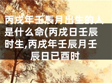丙戌年壬辰月出生的人是什么命(丙戌日壬辰时生,丙戌年壬辰月壬辰日已酉时