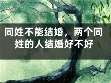 同姓不能结婚,两个同姓的人结婚好不好