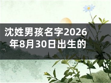 沈姓男孩名字2026年8月30日出生的