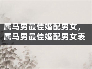 属马男最佳婚配男女,属马男最佳婚配男女表