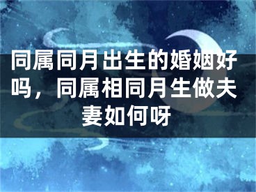 同属同月出生的婚姻好吗,同属相同月生做夫妻如何呀
