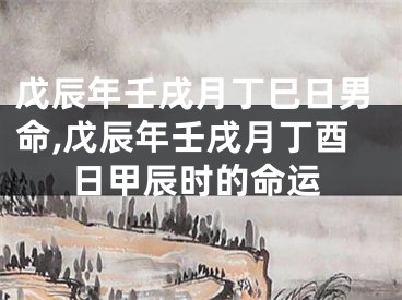 戊辰年壬戌月丁巳日男命,戊辰年壬戌月丁酉日甲辰时的命运