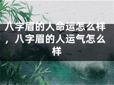 八字眉的人命运怎么样,八字眉的人运气怎么样