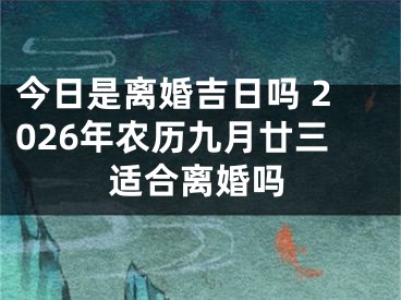 今日是离婚吉日吗 2026年农历九月廿三适合离婚吗