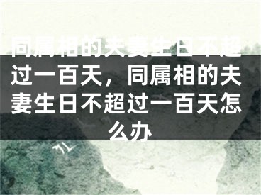 同属相的夫妻生日不超过一百天，同属相的夫妻生日不超过一百天怎么办