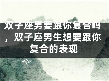 双子座男要跟你复合吗,双子座男生想要跟你复合的表现