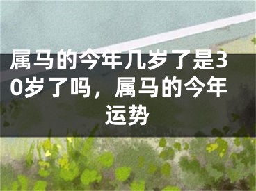 属马的今年几岁了是30岁了吗，属马的今年运势