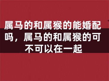 属马的和属猴的能婚配吗,属马的和属猴的可不可以在一起
