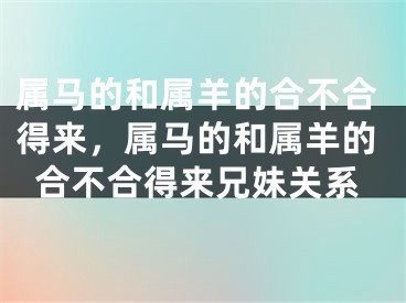 属马的和属羊的合不合得来，属马的和属羊的合不合得来兄妹关系