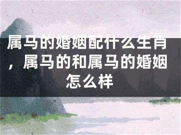 属马的婚姻配什么生肖,属马的和属马的婚姻怎么样