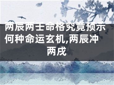 两辰两壬命格究竟预示何种命运玄机,两辰冲两戌