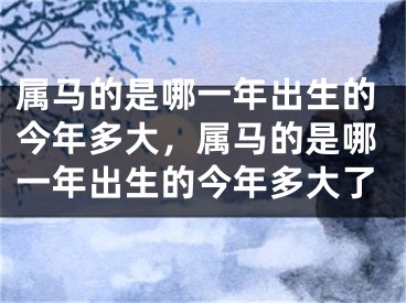 属马的是哪一年出生的今年多大，属马的是哪一年出生的今年多大了
