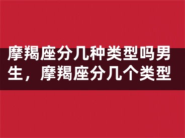 摩羯座分几种类型吗男生，摩羯座分几个类型