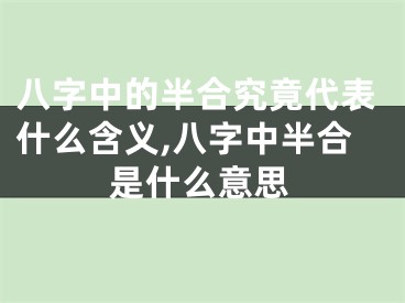 八字中的半合究竟代表什么含义,八字中半合是什么意思
