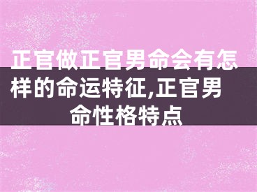 正官做正官男命会有怎样的命运特征,正官男命性格特点