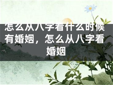 怎么从八字看什么时候有婚姻，怎么从八字看婚姻