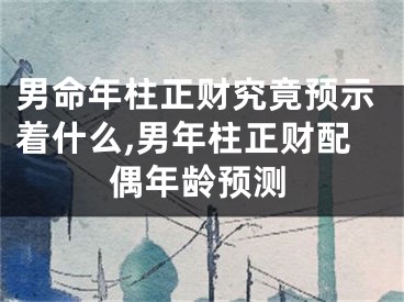 男命年柱正财究竟预示着什么,男年柱正财配偶年龄预测