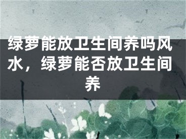 绿萝能放卫生间养吗风水，绿萝能否放卫生间养