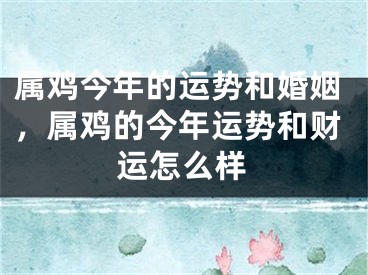 属鸡今年的运势和婚姻，属鸡的今年运势和财运怎么样