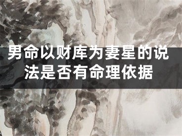 男命以财库为妻星的说法是否有命理依据
