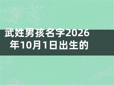 武姓男孩名字2026年10月1日出生的