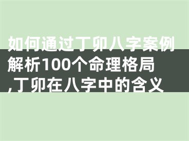 如何通过丁卯八字案例解析100个命理格局,丁卯在八字中的含义