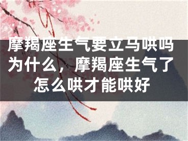 摩羯座生气要立马哄吗为什么，摩羯座生气了怎么哄才能哄好