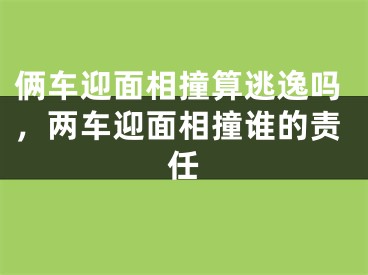 俩车迎面相撞算逃逸吗，两车迎面相撞谁的责任