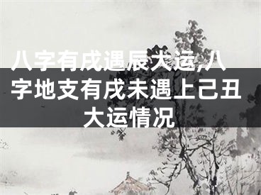 八字有戌遇辰大运,八字地支有戌未遇上己丑大运情况