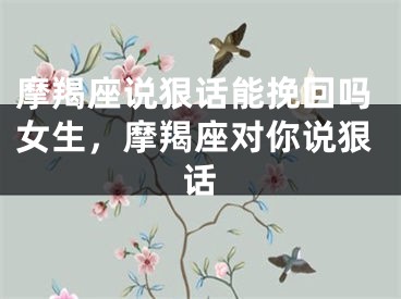 摩羯座说狠话能挽回吗女生，摩羯座对你说狠话