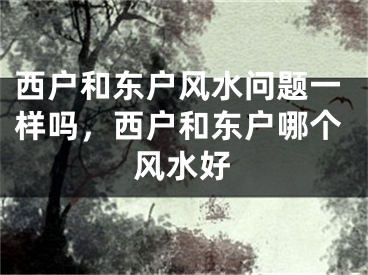 西户和东户风水问题一样吗，西户和东户哪个风水好