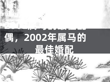 2002属马的最佳配偶，2002年属马的最佳婚配