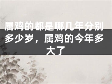 属鸡的都是哪几年分别多少岁，属鸡的今年多大了