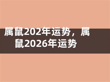 属鼠202年运势，属鼠2026年运势