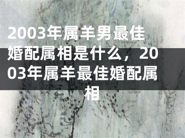 2003年属羊男最佳婚配属相是什么，2003年属羊最佳婚配属相