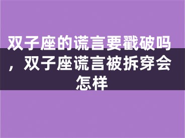 双子座的谎言要戳破吗，双子座谎言被拆穿会怎样