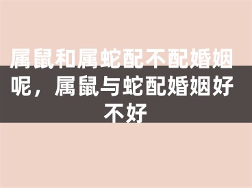 属鼠和属蛇配不配婚姻呢，属鼠与蛇配婚姻好不好