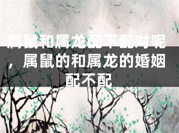 属鼠和属龙配不配对呢，属鼠的和属龙的婚姻配不配
