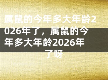 属鼠的今年多大年龄2026年了,属鼠的今年多大年龄2026年了呀