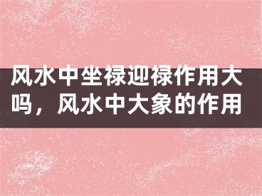 风水中坐禄迎禄作用大吗,风水中大象的作用