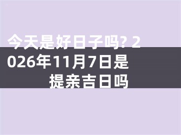 今天是好日子吗? 2026年11月7日是提亲吉日吗