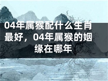 04年属猴配什么生肖最好，04年属猴的姻缘在哪年