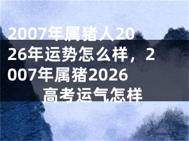 2007年属猪人2026年运势怎么样,2007年属猪2026高考运气怎样