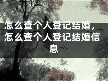 怎么查个人登记结婚，怎么查个人登记结婚信息