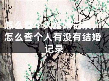 怎么查个人结婚记录,怎么查个人有没有结婚记录